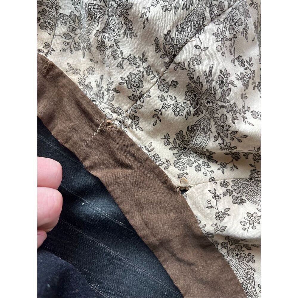 Antique Victorian Edwardian Bodice Jacket Floral Toile Waist Stay Blouse - Picture 7 of 16